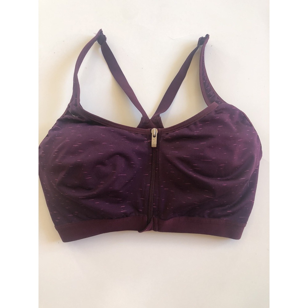 Victoria Sport Victoria's Secret VSX Sports Bra 34D Underwire Purple Front Zip